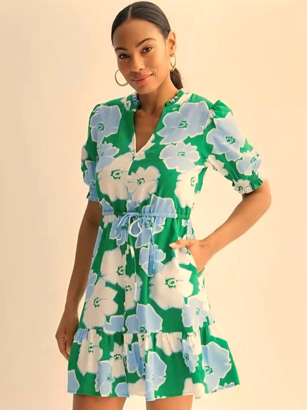 *NWT* Blue & Green Rayon XXL Sonoma midi swing dress - Picture 14 of 16